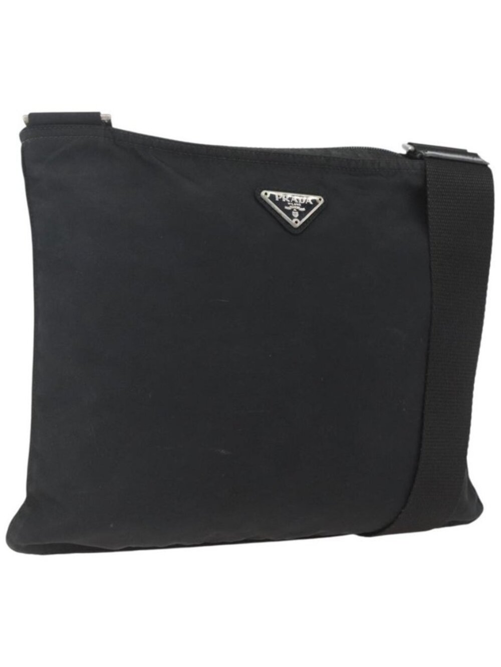 Authentic PRADA Shoulder Bag Nylon Black Silver